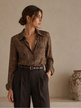 Jessica | Silk Croc Print Blouse | 100% Silk | Size G/L (Fits S–M)